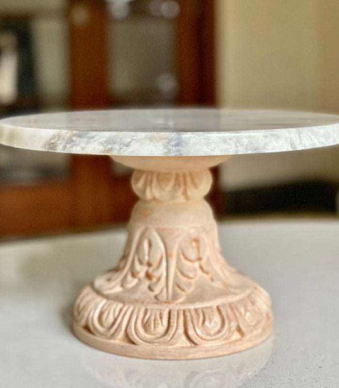 Carved Marble Top Cake Stand