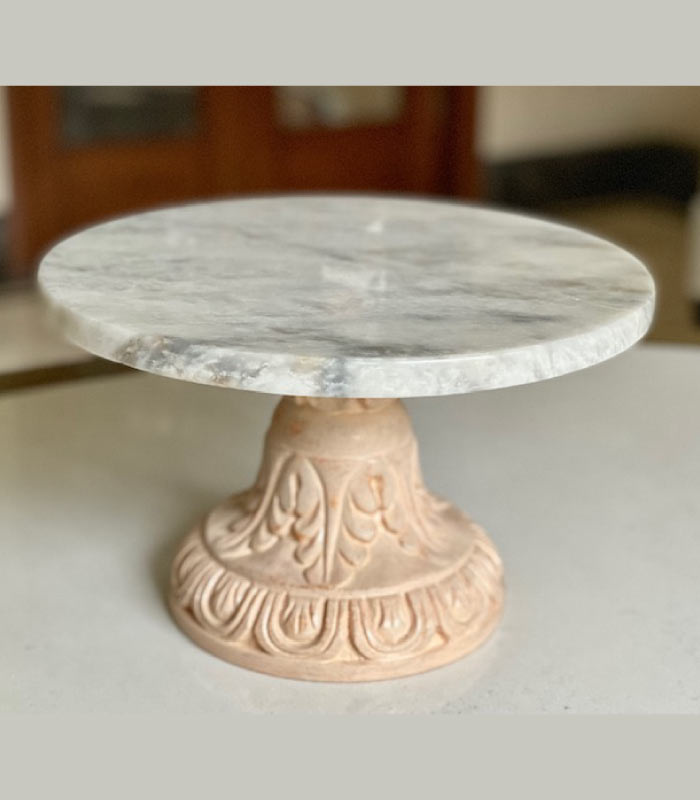 Carved Marble Top Cake Stand