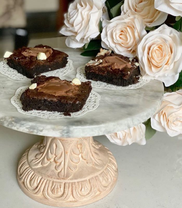 Carved Marble Top Cake Stand