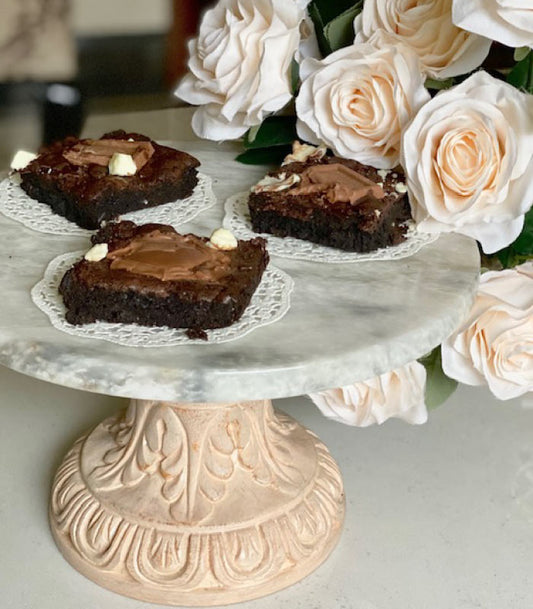 Carved Marble Top Cake Stand