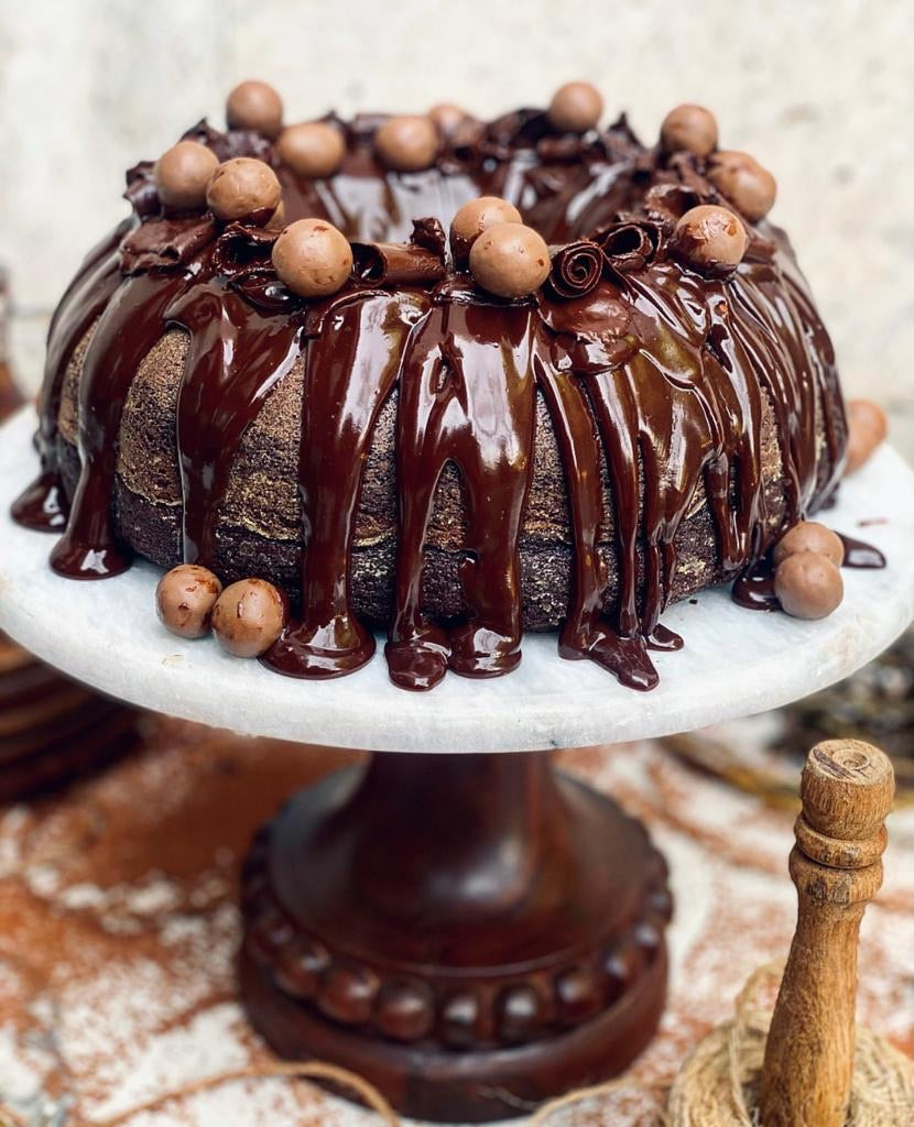 Beaded Marble Top Cake Stand