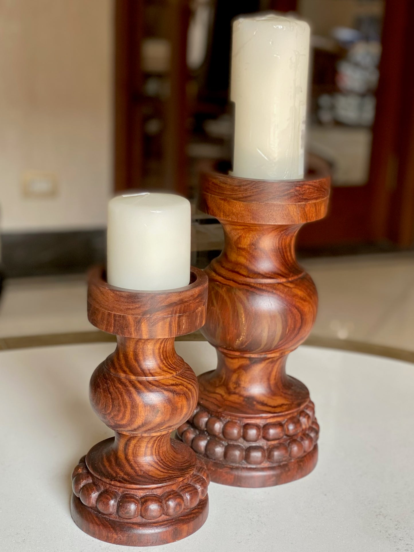 Beaded Pillar Candle Holders