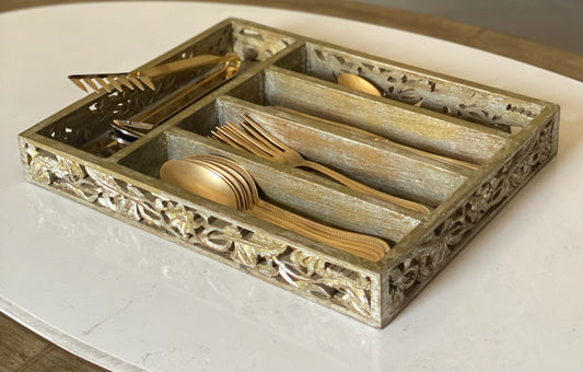 Distressed Gold Cutlery Tray