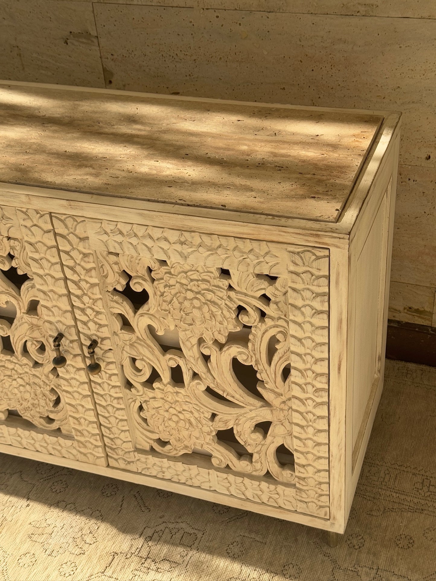 Chrysanth Console with Travertine top