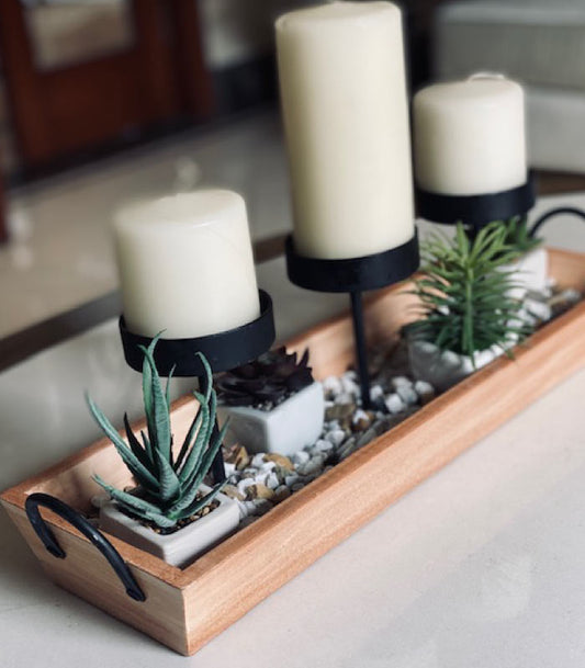 Farmhouse Candle Holder Tray