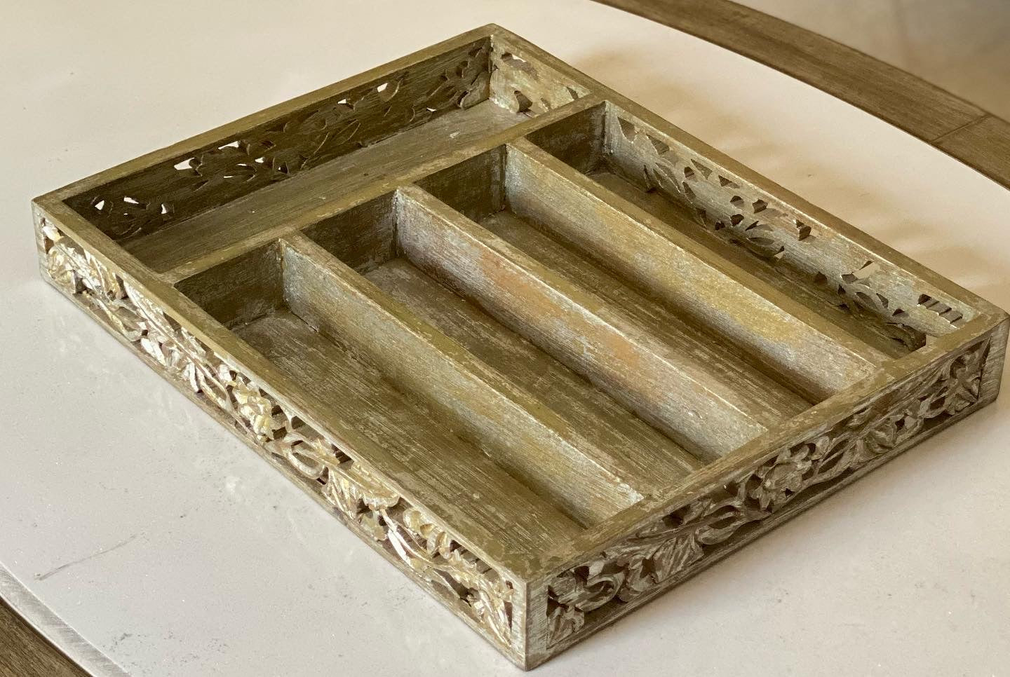 Distressed Gold Cutlery Tray